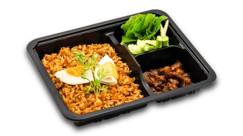 ข้าวผัดน้ำพริกลงเรือหมูหวานไข่เค็มบ้านขนิษฐา (Khaao Pud Naam Prig Long Rua Moo Waan Khai Khem Baan Khanitha) — Baan Khanitha Express Meal Box