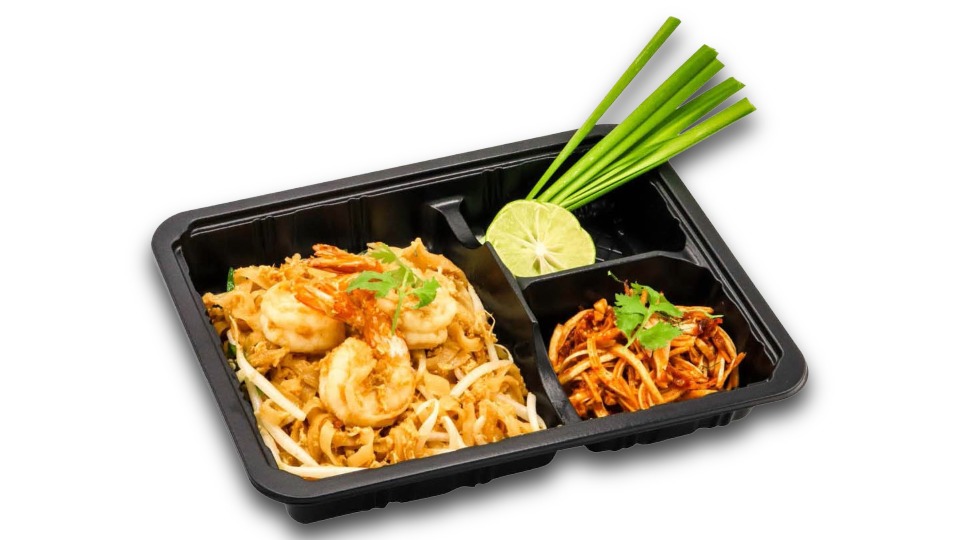 ผัดไทยกุ้งสดบ้านขนิษฐาและยำหัวปลี (Pud Thai Goong Sod Baan Khanitha and Yam Hua Plee) — Baan Khanitha Express Meal Box