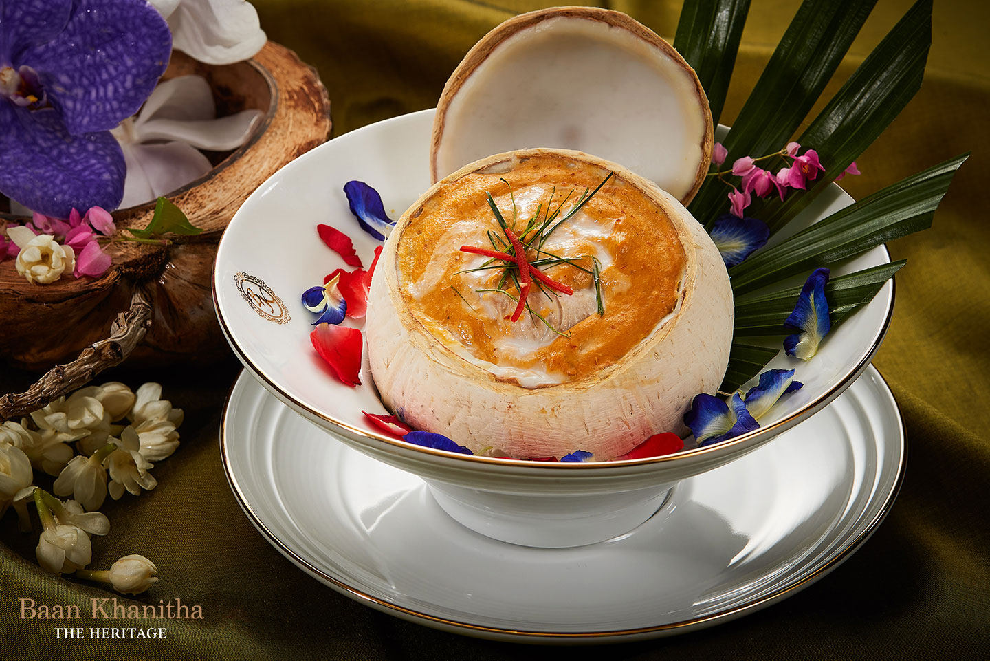 Spotted Mackerel 'Hor Mok' in Young Coconut Shell